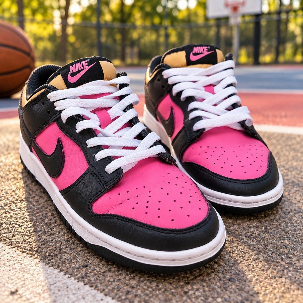 Nike Dunk Low Hyper Pink Black Gold Sneakers 311369-601 Womens 8.5 athletics